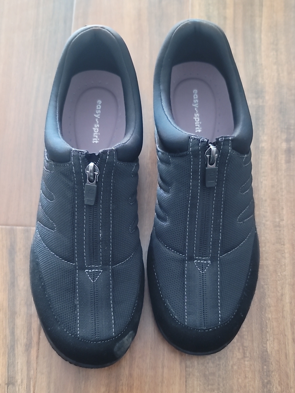 Easy Spirit Women's Black Front-Zip Comfort Slip-On Loafers Size 11m Like New